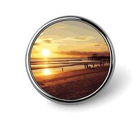 Porta badge Sunset Beach, distintivo rotondo personalizzato con spilla con immagine, spilla con bottone in lega di alluminio, spilla squisita, spille con bottone alla moda, spille decorative per vesti