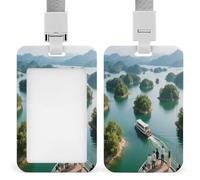 Porta badge Thousand Islands stampato verticale porta carte di identità adatto per ufficio scuola ID Card Prossimità Key Card patente di guida e pass