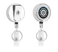 Porta badge totem bianco e nero con bobina retrattile, clip per badge in acciaio inox, resistente, per lavoro, infermieri, insegnanti e sicurezza