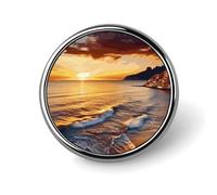 Porta badge tramonto sul mare, distintivo rotondo personalizzato con spilla con immagine, spilla con bottone in lega di alluminio, spilla squisita, spille con bottone alla moda, spille decorative per