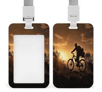 Porta badge trasparente per mountain bike in the Evening ID Badge Protector con cordino staccabile Custodia verticale in plastica rigida protegge carte d'identità di lavoro carte di credito per