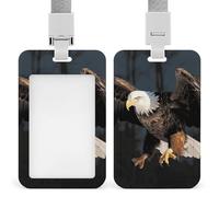 Porta badge verticale 3D con aquila calva, impermeabile, con cordino staccabile resistente, per insegnanti di fabbrica e ufficio