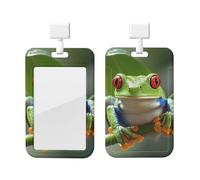 Porta badge verticale con bobina per badge con rana dagli occhi rossi, porta badge con bobina scorrevole, porta badge in plastica rigida, porta badge in plastica rigida, porta badge per infermieri e