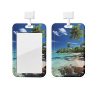Porta badge verticale con bobina per badge identificativo paradiso tropicale porta badge con bobina scorrevole, porta badge in plastica rigida, porta badge identificativo, per infermieri e ufficio