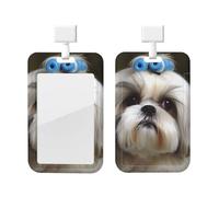 Porta badge verticale con bobina per badge Shih Tzu Porta badge per cani con bobina scorrevole Porta badge in plastica rigida Porta badge Porta carte d'identità Porta targhetta per infermieri ufficio