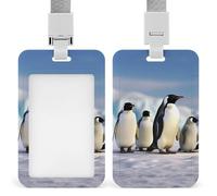 Porta badge verticale con cinque pinguini, con cordino staccabile, resistente, porta badge impermeabile, per infermiere, ufficiali, insegnanti, personale di sicurezza