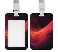 Porta badge verticale con cordino, colore rosso sfumato, multiuso, per ufficio, insegnanti, infermieri