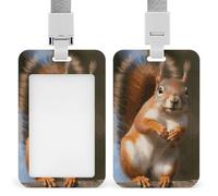 Porta badge verticale con cordino e motivo scoiattolo, divertente, multiuso, per ufficio, insegnante, infermiera