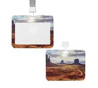 Porta badge verticale con cordino ID Card Case Tag Paesaggio della Monument Valley Porta badge con finestra trasparente per carte di credito Custodia protettiva per infermiere medico forniture per