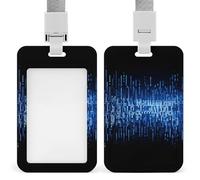 Porta badge verticale con cordino in plastica ID Card Holder Name Tag The Blue Binary Badge Holder con finestra trasparente ID Card Protector Pouch per infermiere medico forniture per ufficio