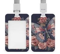 Porta badge verticale con cordino in plastica ID Card Holder targhetta con nome Flying Among The Flowers Porta badge con finestra trasparente Custodia protettiva per carta d'identità per infermiere