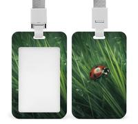 Porta badge verticale con cordino in plastica ID Card Holder targhetta con nome insetti nell'erba porta badge con finestra trasparente per carta d'identità Custodia protettiva per infermieri medici