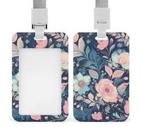 Porta badge verticale con cordino in plastica ID Card Holder targhetta nome romantico stile floreale porta badge con finestra trasparente Custodia protettiva per carta d'identità per infermiere medico