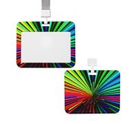 Porta badge verticale con cordino per carte d'identità, targhetta con nome, colori arcobaleno, porta badge con finestra trasparente, per proteggere il nome, per infermieri, medici, forniture per