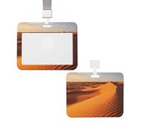 Porta badge verticale con cordino per carte d'identità, targhetta con nome, dune di sabbia nel deserto del Sahara, porta badge con finestra trasparente, custodia protettiva per nome, per infermieri