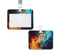 Porta badge verticale con cordino per carte d'identità, targhetta con nome, motivo fuoco e acqua, porta badge con finestra trasparente, per proteggere il nome, per infermieri, medici, forniture per