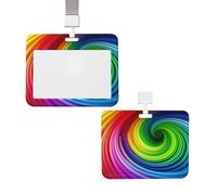 Porta badge verticale con cordino per carte d'identità, targhetta con nome, porta badge a spirale arcobaleno con finestra trasparente, custodia protettiva per nome, per infermieri, medici, forniture