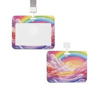 Porta badge verticale con cordino per carte d'identità, targhetta con nome, porta badge arcobaleno colorato con finestra trasparente, custodia protettiva per nome, per infermiere, dottori, forniture
