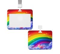 Porta badge verticale con cordino per carte d'identità, targhetta con nome, porta badge arcobaleno con finestra trasparente, custodia protettiva per nome, per infermiere, dottori, forniture per
