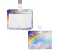 Porta badge verticale con cordino per carte d'identità, targhetta con nome, porta badge arcobaleno sognante con finestra trasparente, custodia protettiva per nome, per infermieri, medici, forniture