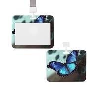Porta badge verticale con cordino per carte d'identità, targhetta con nome, porta badge blu con finestra trasparente, custodia protettiva per biglietti da visita per infermieri, medici, forniture per