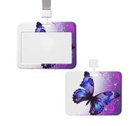 Porta badge verticale con cordino per carte d'identità, targhetta con nome, porta badge viola con finestra trasparente, custodia protettiva per biglietti da visita per infermieri, medici, forniture