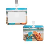 Porta badge verticale con cordino per carte d'identità, targhetta per nome, infradito da spiaggia, porta badge con finestra trasparente, custodia protettiva per nome, per infermieri, medici, forniture