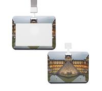 Porta badge verticale con cordino per carte d'identità, targhetta per nome, Museo del Louvre a Parigi, porta badge con finestra trasparente, custodia protettiva per nome, per infermieri, medici