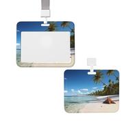 Porta badge verticale con cordino per carte d'identità, targhetta per nome, palma da cocco, porta badge con finestra trasparente, per proteggere il nome, per infermieri, medici, forniture per ufficio