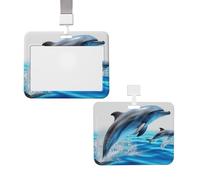 Porta badge verticale con cordino per carte d'identità, targhetta per nome, unico porta badge con delfino 3D con finestra trasparente, per infermiere, medici, forniture per ufficio