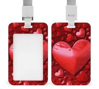 Porta badge verticale con cordino, porta badge verticale con cuori e scritta "Love", multiuso, per ufficio, insegnanti, infermieri