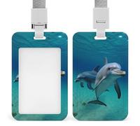 Porta badge verticale con delfini subacquei con cordino staccabile, resistente, porta badge, impermeabile, per infermiere, ufficiali, insegnanti, sicurezza