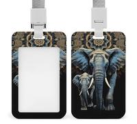 Porta badge verticale con due elefanti, porta badge con cordino, porta targhette resistenti e impermeabili per ufficio, crociera, insegnante, simpatico protettore per badge.