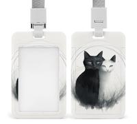 Porta badge verticale con due gatti che si abbracciano, con cordino, resistente, resistente, porta badge, porta carte di lavoro, impermeabile, protezione per infermiere, ufficiali, insegnanti