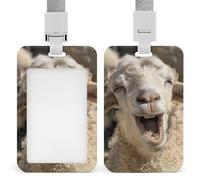 Porta badge verticale con faccia di capra beige con cordino staccabile, resistente, porta badge, porta badge impermeabile, per infermiere, ufficiali, insegnanti, personale di sicurezza