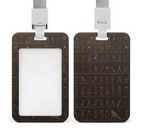 Porta badge verticale con geroglifico dell'antico Egitto, impermeabile, con cordino staccabile resistente, per ufficio, fabbrica, insegnanti