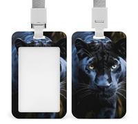 Porta badge verticale con pantera con occhi azzurri, con cordino staccabile, resistente, porta badge, porta carte di lavoro, impermeabile, protezione per infermiere, ufficiali, insegnanti