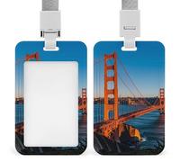 Porta badge verticale con ponte della baia di San Francisco, impermeabile, con cordino staccabile resistente, per insegnanti di fabbrica e ufficio