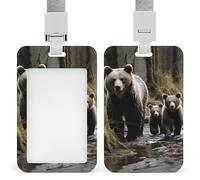 Porta badge verticale con scritta "Mother Bear and Her Id Card", con cordino, resistente, resistente, porta badge, impermeabile, per infermieri, ufficiali, insegnanti, sicurezza