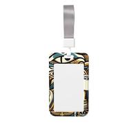 Porta badge verticale con simboli dell'antico Egitto, in ABS, con pellicola trasparente