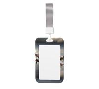 Porta badge verticale con stampa di aeroplano della Seconda Guerra Mondiale 2, scala standard 2_00x, copertura a doppia scorrimento con cordino morbido, per lavoro/eventi