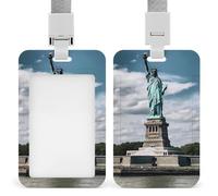 Porta badge verticale con statua della libertà a New York, con cordino, resistente, resistente, porta badge, impermeabile, per infermieri, ufficiali, insegnanti, sicurezza