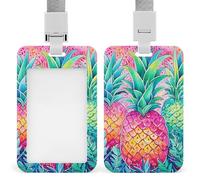 Porta badge verticale con tre ananas grandi, con cordino, porta badge verticale, multiuso, per ufficio, insegnanti, infermieri