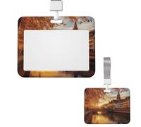 Porta badge verticale impermeabile e richiudibile con finestra trasparente Strasbourg Sundown Porta badge scorrevole con nome e portachiavi per ufficio