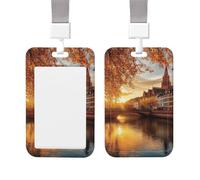 Porta badge verticale impermeabile e richiudibile con finestra trasparente Strasbourg Sundown Porta badge scorrevole con nome e portachiavi per ufficio