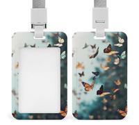 Porta badge verticale in plastica per carte di identità, molte farfalle, porta badge volante con cordino porta carte d'identità, porta badge impermeabile, bobina per badge da lavoro, per personale