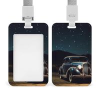 Porta badge verticale in plastica protettiva per auto sotto il cielo notturno porta badge con cordino porta carte d'identità Porta badge impermeabile porta badge bobina per badge da lavoro per