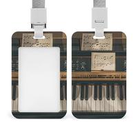 Porta badge verticale per documenti d'identità con note musicali, con cordino, resistente, resistente, porta badge, porta badge impermeabile, per infermieri, ufficiali, insegnanti, personale di