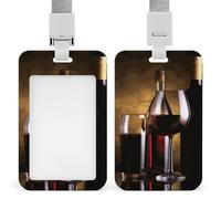 Porta badge verticale per tre bottiglie di vino e porta badge in vetro con cordino, porta badge verticale, multiuso, per ufficio, insegnanti, infermieri