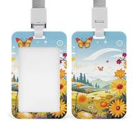 Porta badge verticale professionale con farfalle e farfalle, libellula, con cordino, custodia protettiva impermeabile per carta d'identità per ufficio, porta carte d'identità trasparente, per